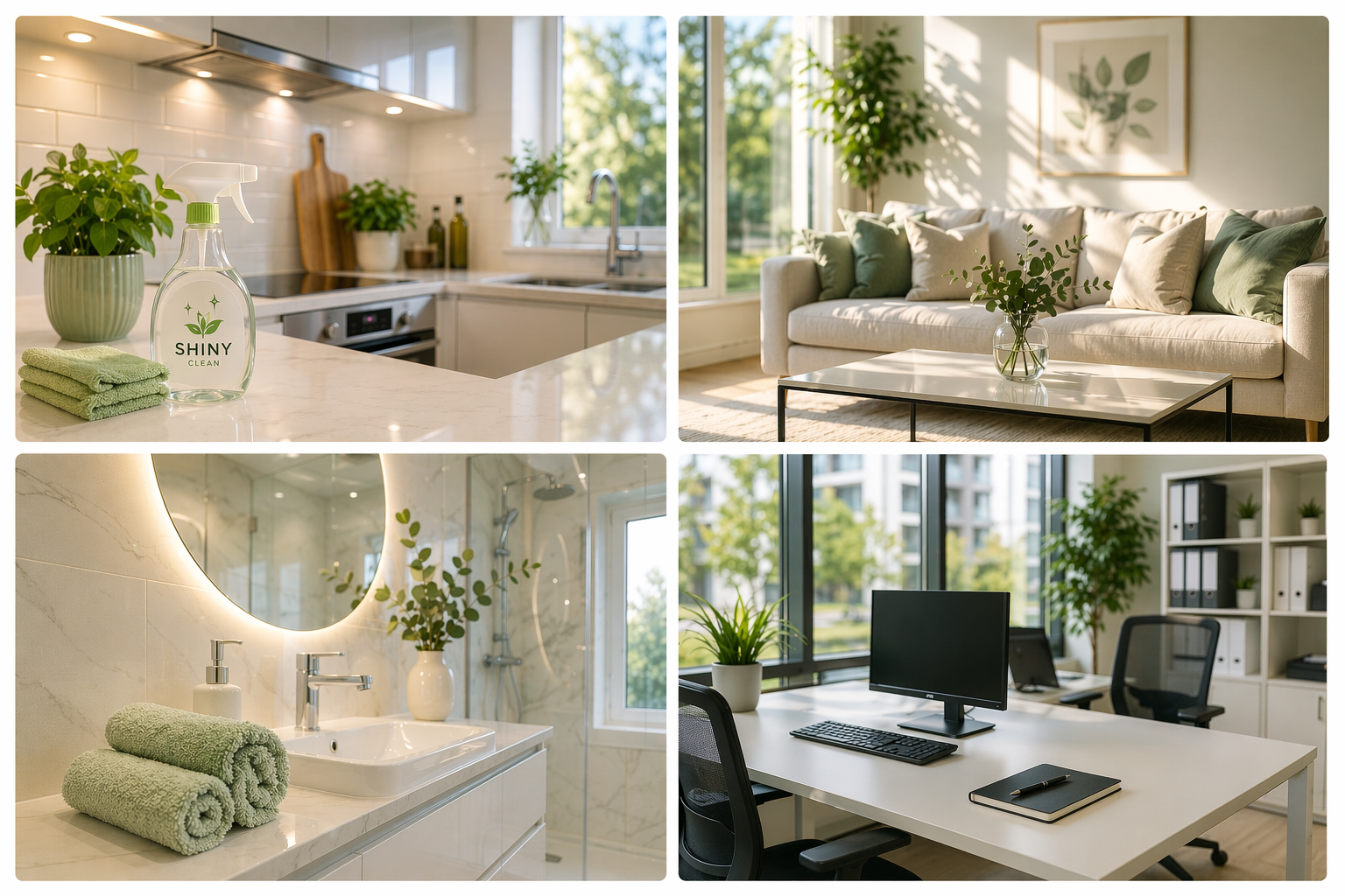 A collage of clean and fresh interior spaces